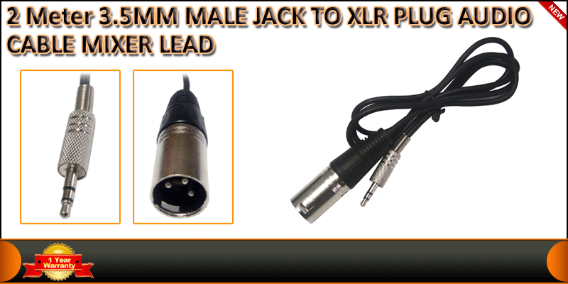 3.5MM Jack to XLR Male Stereo Audio Speaker Mixer DJ Plug Cable Laptop